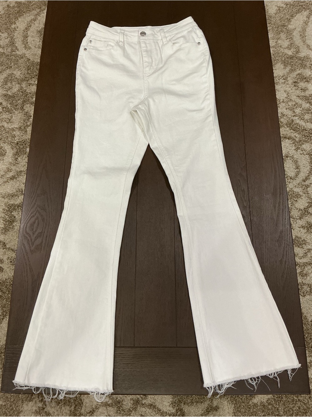 Good Hart White High Rise Flared Jeans